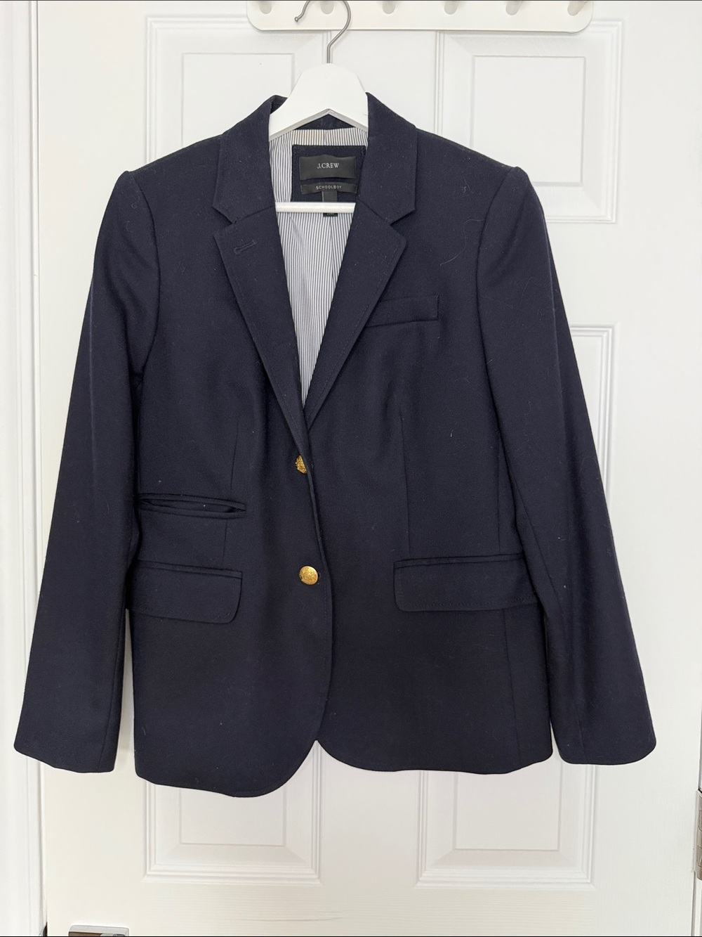 J. Crew Navy Wool Blazer with Gold Buttons
